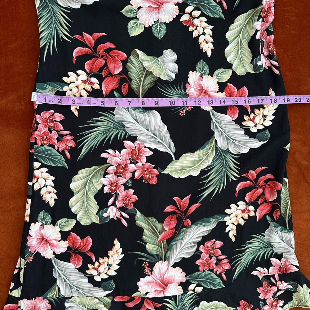 Young Hawaii Vintage Tropical Black Green Red Pink Floral Dress Made In Hawaii M - Picture 9 of 12